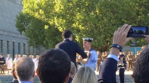 Flanders Memorial Garden Dedication 4 Apr 2017 Mr Verlaeckt placing Flanders soil IMG_7866_Moment