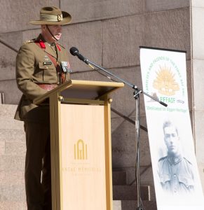 Brigadier Phil Moses, Commander 8th Brigade of The Australian Army delivering the Commemorative Address
